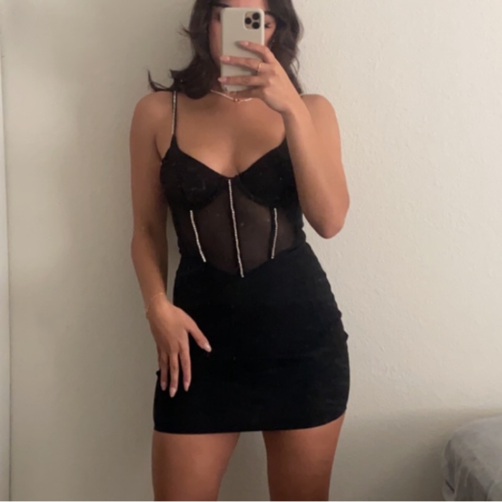 White Fox Boutique Black Mini Corset Dress